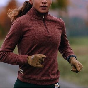 Tracksmith Downeaster Half Zip Maroon / Wine Merino Wool Running New England